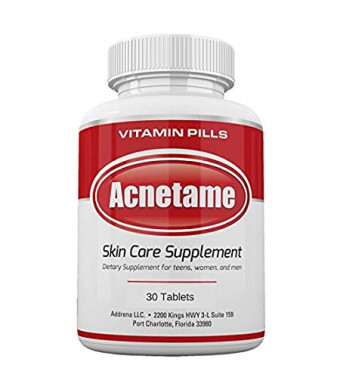 Acnetame 30 Ct Acne Pills- Supplements for Acne Vitamin Treatment- Tablets to Clear Oily Skin for Women, Men, Teens, and Adults