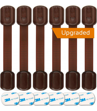 Baby Proofing Safety Cabinet Locks - Child Proof Latches for Drawer Cupboard Dresser Doors Closet Oven Refrigerator - Adjustable Childproof Straps by Oxlay - Brown - 6 Pack
