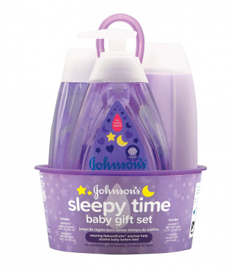 Johnson's Sleepy Time Baby Gift Set with Relaxing NaturalCalm Aromas, Bedtime Essentials, 4 Items