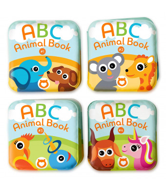 Floating Baby Bath Books. Kids Learning Bath Toys. Waterproof Bathtime Toys for Toddlers. Kids Educational Infant Bath Toys.(Set of 4: ABC Animal Bath Books)