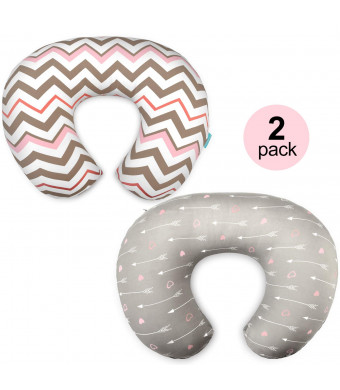 Stretchy Nursing Pillow Covers-2 Pack Nursing Pillow Slipcovers for Breastfeeding Moms,Ultra Soft Snug Fits On Infant Nursing Pillow,Arrow Chevron
