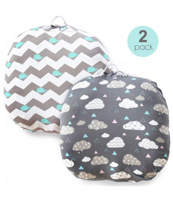 Stretchy Newborn Lounger Cover -2 Pack Removable Slipcover,Super Soft Snug Fitted,Whale and Clouds