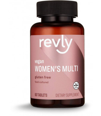 Amazon Brand - Revly Women's Multi, Vegan, 53% Food-Cultured, 60 Tablets, 2 Month Supply