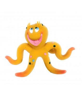 Octopus Latex/Rubber Dog Toy. 100% Natural Rubber (Latex). Lead-Free and Chemical-Free. Complies to Same Safety Standards as Children's Toys. Soft and Squeaky.
