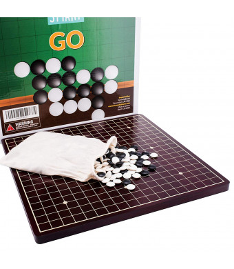 Go Board Game Set by GrowUpSmart | Ancient Chinese I-Go | Igo with Black and White Stones | Weiqi Strategy Game for Kids and Adults