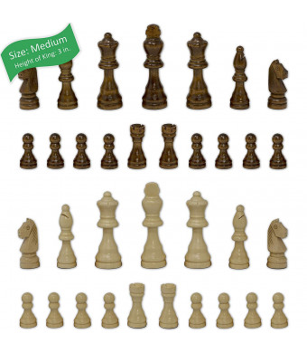 Staunton Chess Pieces by GrowUpSmart with Extra Queens | Size: Medium - King Height: 3 inches | Wood