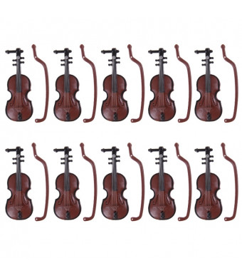 DINGJIN 10 Pcs 1:12 Dollhouse Miniature Violin Musical Instruments Collection With Pouch for DIY Decor Christams Gift