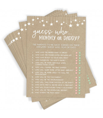 Guess Who Game - Mommy or Daddy? | Set of 50 Cards | Baby Shower Game and Activity | Fun, Unique, and Easy to Play