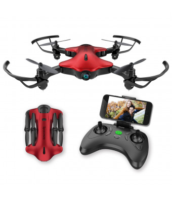 Drone for Kids, Spacekey FPV Wi-Fi Drone with Camera 720P HD, Real-time Video Feed, Great Drone for Beginners, Quadcopter Drone with Altitude Hold, One-Key Take-Off, Landing Foldable Arms (Red)