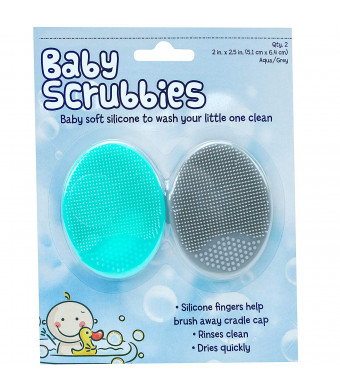 SandT 523401 Silicone Baby Bath Scrubbies - 2" X 2.5", Grey/Teal, 2PK
