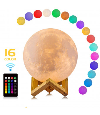 Moon Lamp, LOGROTATE 16 Colors LED 3d Print Moon Light with Stand and RemoteandTouch Control and USB Rechargeable, Moon Light Lamps Night Lights for Baby Kids Lover Birthday Party Gifts(Diameter 4.8 INCH)