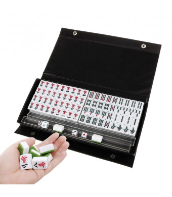 Drizzle Mini Mahjong Traditional Chinese Version Game Set Portable 144 Tiles Acrylic Material Mah-Jongg Travel Family Leisure Time