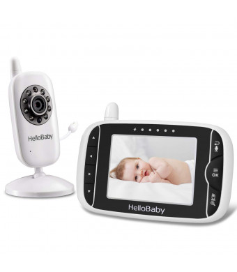 HelloBaby HB32 Wireless Video Baby Monitor 3.2Inch LCD Display 960feet with Two-Way Talk System, Infrared Night Vision, Expandable Cameras Long Range and Rechargeable Battery