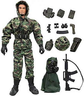 Click N' Play Military Marine Nuclear Biological Chemical (NBC) Specialist 12" Action Figure Play Set with Accessories, Brown CNP30466