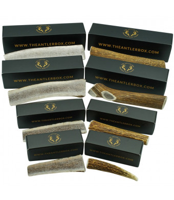The Antler Box Premium Elk Antler Dog Chews (1 Piece Per Order) -Both Whole and Split Antlers-Long Lasting Organic Chewing Toys Sourced from Naturally Shed Antlers in The USA
