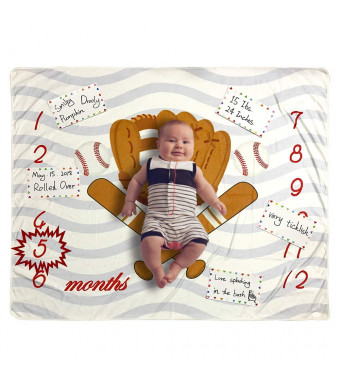 Baby Monthly Milestone Blanket Photo Prop for Newborn Growth Photography  Baseball Sports Month Blanket for Baby Boy Shower Gift