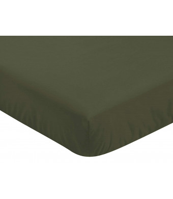 Sweet Jojo Designs Solid Dark Green Baby or Toddler Fitted Crib Sheet for Woodland Camo Collection