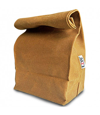 Waxed Canvas Lunch Bags Brown Paper Bag Styled - Classic Updated - Reusable and Washable, Worthbuy Lunch Box for Men and Women