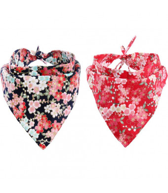 KZHAREEN 2 Pack Dog Bandanas Triangle Bibs Scarf Accessories Japanese Style