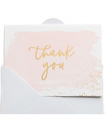 Thank You Cards | 48 Blank Gold Foil Watercolor-Wedding Baby and Bridal Shower