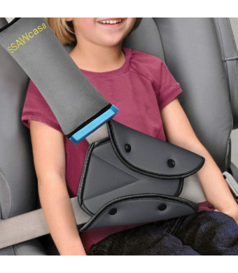 Seat Belt Adjuster and Pillow with Clip for Kids Travel,Soft Neck Support Headrest Seatbelt Pillow Cover and Seatbelt Adjuster for Child,Car Seat Strap Protector Cushion Pads for Baby Short People Adult