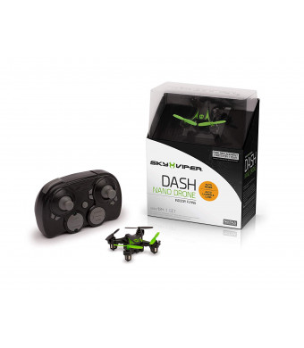 Sky Viper Dash Nano Drone, Black/Green, 2 x 2 x 0.75