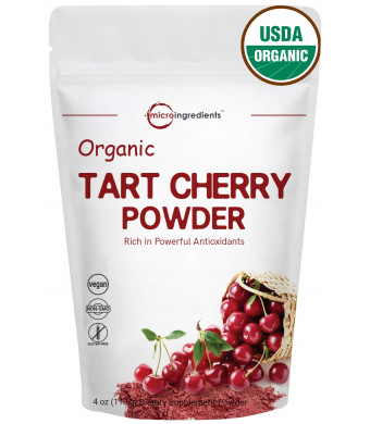 Sustainably US Grown, Organic Tart Cherry Powder, 4 Ounce, Rich in Vitamins, Uric Acid and Flavonoids, Strongly Promote Joint Health, Sleep Cycles and Muscle Recovery, Non-GMO and Vegan Friendly