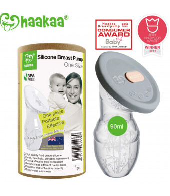 Haakaa Manual Breast Pump Breastfeeding with New Upgrade Silicone Lid 100% Food Grade  Silicone BPA PVC and Phthalate Free (3oz/90ml with Lip)