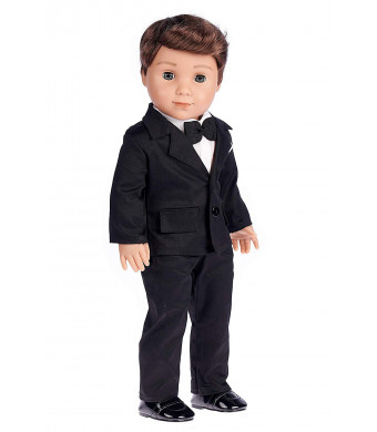 Tuxedo - 5 Piece Tuxedo Set - Clothes Fits 18 Inch American Girl Doll - Black Jacket, Pants, Belt, White Shirt and Dress Shoes (Dolls not Included)
