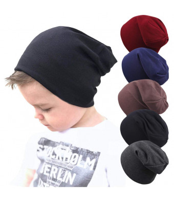 Baby Boy's Beanie Hats Cotton Skull Caps for Toddlers Kids Little Boys 6-60 Months 5-Pack