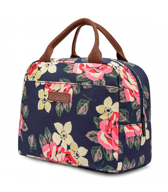 LOKASS Lunch Bag Cooler Bag Women Tote Bag Insulated Lunch Box Water-resistant Thermal Lunch Bag Soft Leak Proof Liner Lunch Bags for women/Picnic/Boating/Beach/Fishing/School/Work (Peony)