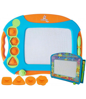 Chuchik Toys Best Magnetic Drawing Board for Kids and Toddlers. Large 15.7" Magna Doodle Writing pad Comes with a 4-Color Travel Size magnadoodle Sketch Board.