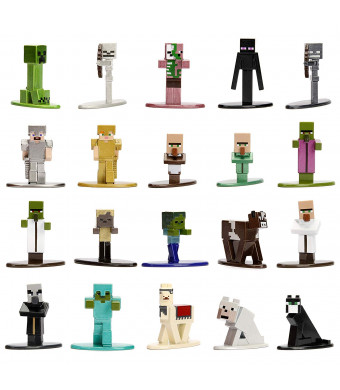 Jada Toys Minecraft 20-Pack Wave 1 Die-cast Figure, 1.65 Inch Scale, Collectible Figurine, 100% Metal