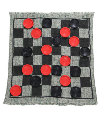 Lulu Home Giant Checkers, 3-in-1 Jumbo Checkers Rug Checkers Board Game with Super Tic Tac Toe Set