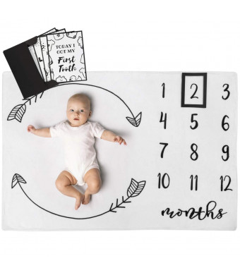 Henry Hunter Baby Monthly Milestone Blanket with Marker and Milestone Cards | Photography Prop for Baby Boy and Girl | 100% Premium Polar Fleece | 40 x 30 inches (Arrows)