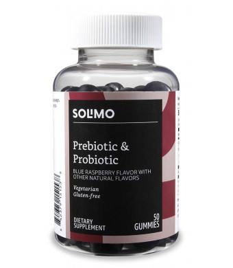 Amazon Brand - Solimo Prebiotic and Probiotic 2 Billion CFU, 50 Gummies (2 Gummies per Serving)
