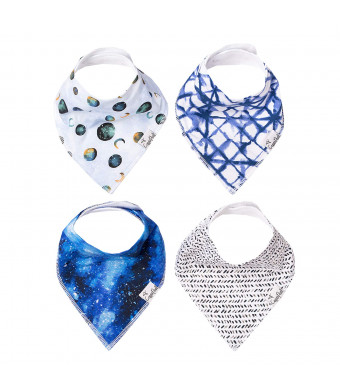 Baby Bandana Drool Bibs for Drooling and Teething 4 Pack Gift Set"Galaxy by Copper Pearl