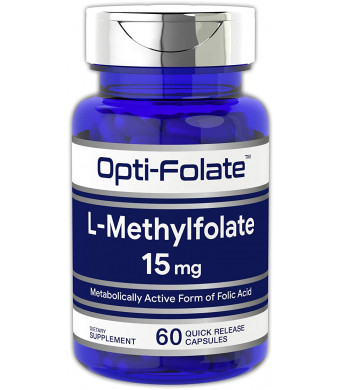 Opti-Folate L-Methylfolate 15 mg (60 Capsules) | Optimized and Activated | Max Potency | Non-GMO, Gluten Free | Methyl Folate, 5-MTHF