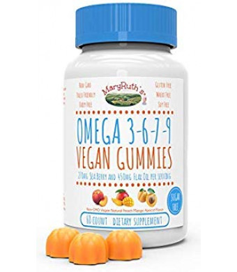 Organic Vegan Vitamin Omega 3-6-7-9 Gummies (Plant Based) by MaryRuth Chewable, Non-GMO, Gluten Free for Men, Women and Kids (60 Count)