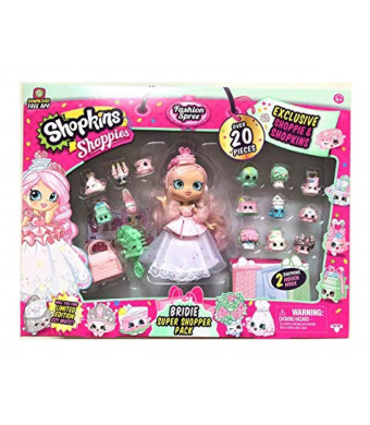 Shopkins Shoppies Bridie Exclusive Super Shopper Pack - Bride Doll Wedding Fashion Shopping Spree (20+Piece) Pink