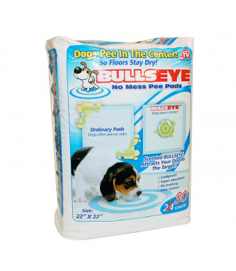 Bullseye No Mess Leak-Proof/Absorbent Target Pet Dog Pee Pads - 30 Count