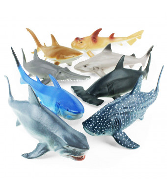 Boley 8 PC Shark Figure Toys - Realistic Looking Ocean Sharks - Sea Creatures Great for Party Favors, Bath Time, and More!