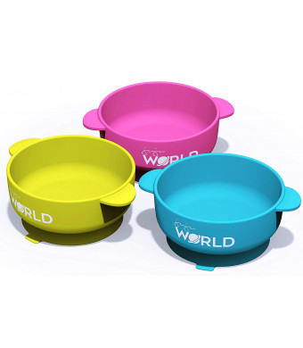 3 Baby Bowls with High Suction Base Set - Perfect for Feeding Kids and Toddlers - Fridge, Microwave and Dishwasher Compatible - Eco-Friendly, No BPA Silicone, Non Toxic Snack Containers