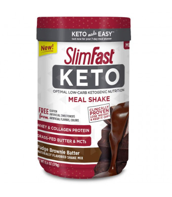 Slimfast Keto Meal Replacement Powder Fudge Brownie Batter Canister, 13.4 oz, Pack of 1