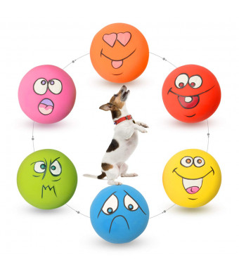 HOLYSTEED Latex Dog Squeaky Toys Rubber Soft Dog Toys Chewing Squeaky Toy Fetch Play Balls Toy for Puppy Small Medium Pets Dog cat 6PCS/Set