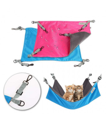 Metacrafter Pet Hammock Hamster Hanging Toy, Small Pet Pad Bed for Guinea Pig,Chinchilla,Kitten,Cat,Ferret,Mice,Rabbit,Squirrel Playing Cozy Spot-Waterproof Reversible 2 Sides -Use with Crate or Cage