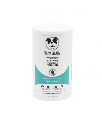 Happy Again Joint Supplement for Dogs. Natural, Human-Grade  Collagen, Glucosamine, Hyaluronic Acid and Vitamins. Bioscientist Developed.