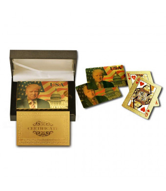 SW Donald Trump Playing Cards - Gold Plated Playing Cards Gold Plated Deck of Waterproof Poker Cards for Game for Table Games Good Gift for Friends, Men, Boyfriends