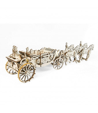 UGEARS Royal Carriage 3D Wooden Model for Self-Assembling, Educational Craft Set, Best Gift