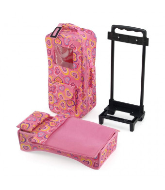 14" - 15" Inch Doll Accessories | Doll Travel Carrier Backpack Case, with Heavy duty Trolley, Storage Pockets and Removable Baby Doll Bed | Fits American Girl Wellie Wishers and Bitty Baby Dolls